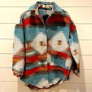 Amoli Side Snap Aztec Shirt Jacket Shacket Womens Size Medium NWT